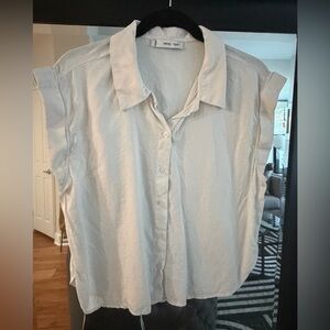 Mango Women's Cream Button-Down Shirt
